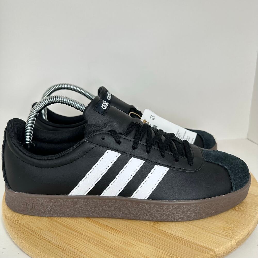Adidas VL Court Base Sneaker Shoes Black Brown Lace Up ID3712 Mens Size 9.5 NEW - Picture 1 of 7